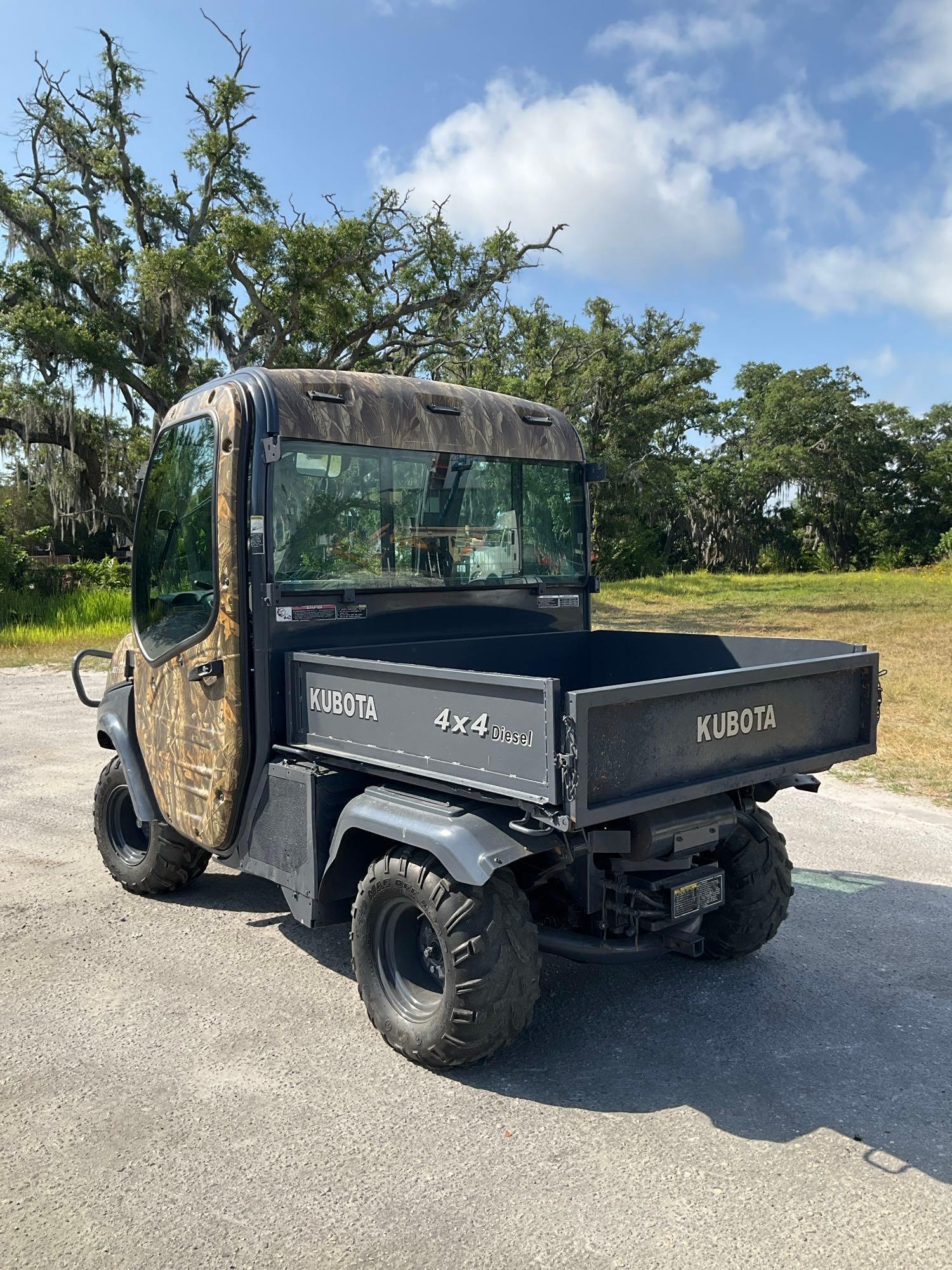 KUBOTA RTV1100 UTV WITH ...REAL TREE HARDWOODS WRAP, DIESEL, 4X4, HYDRAULIC DUMP BED, HITCH, BILL...