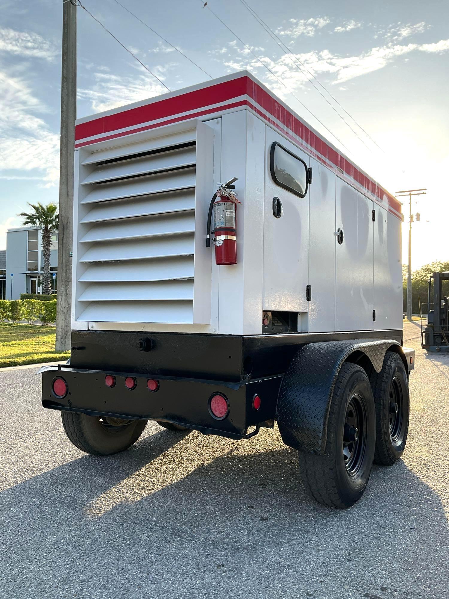 CUMMINS 150KW GENERATOR MODEL OT180C, DIESEL, TRAILER MOUNTED, APPROX 188 KVA, NEW BATTERY