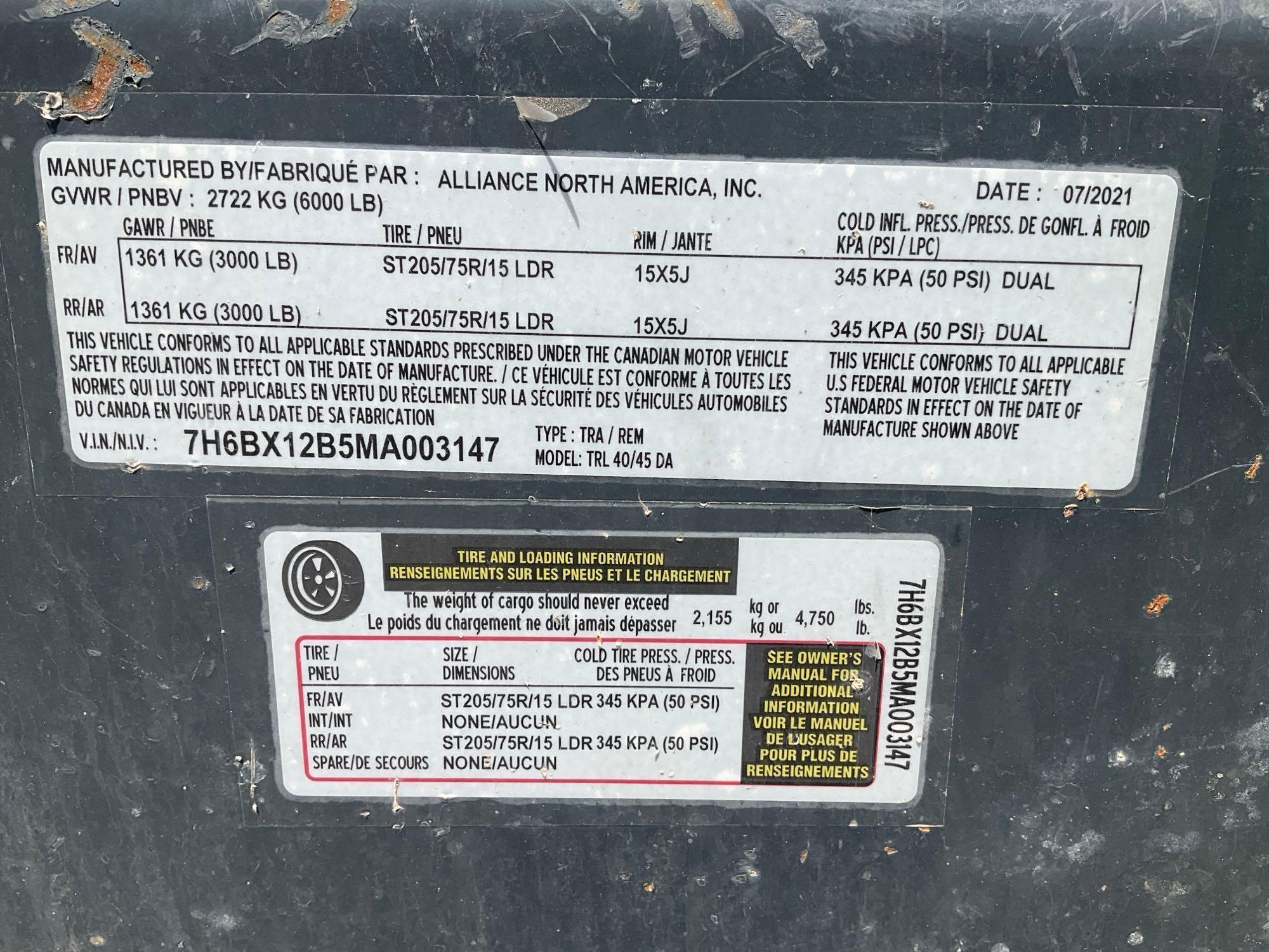 2021 AIRMAN SDG45S-8E2 GENERATOR, DIESEL, TRAILER MOUNTED, 45KVA, 240/480V, PHASE 3, BILL OF SALE...