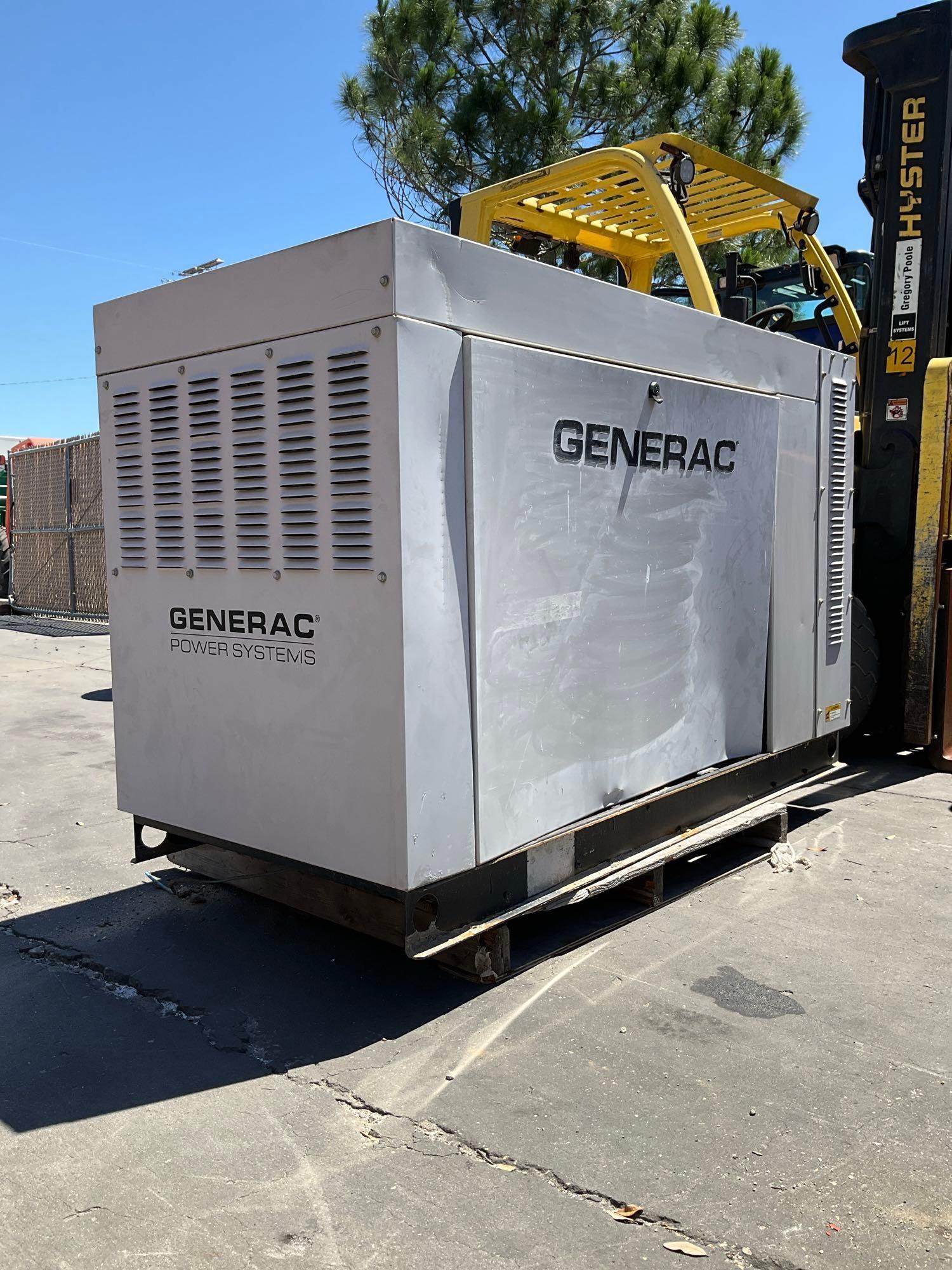 GENERAC 30KW GENERATOR , LP / NG POWER, LOW HRS SHOWING , RUNS AND OPERATES