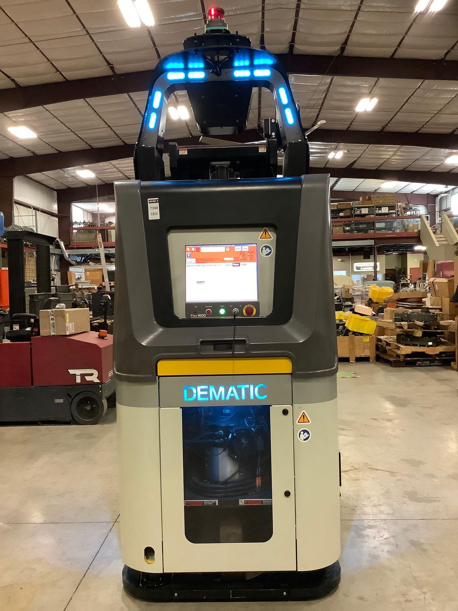 DEMATIC AUTOMATED FLEX FORK 1600 QUAD MAST FORKLIFT, ELECTRIC, APPROX MAX CAPACITY 3,500 LBS