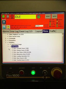 DEMATIC AUTOMATED FLEX FORK 1600 QUAD MAST FORKLIFT, ELECTRIC, APPROX MAX CAPACITY 3,500 LBS