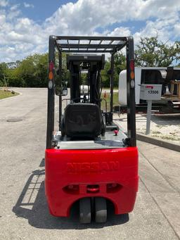 NISSAN 40 FORKLIFT MODEL G1N1L20V, ELECTRIC, APPROX MAX CAPACITY 4,000 LBS, MAX HEIGHT 240in, TILT,