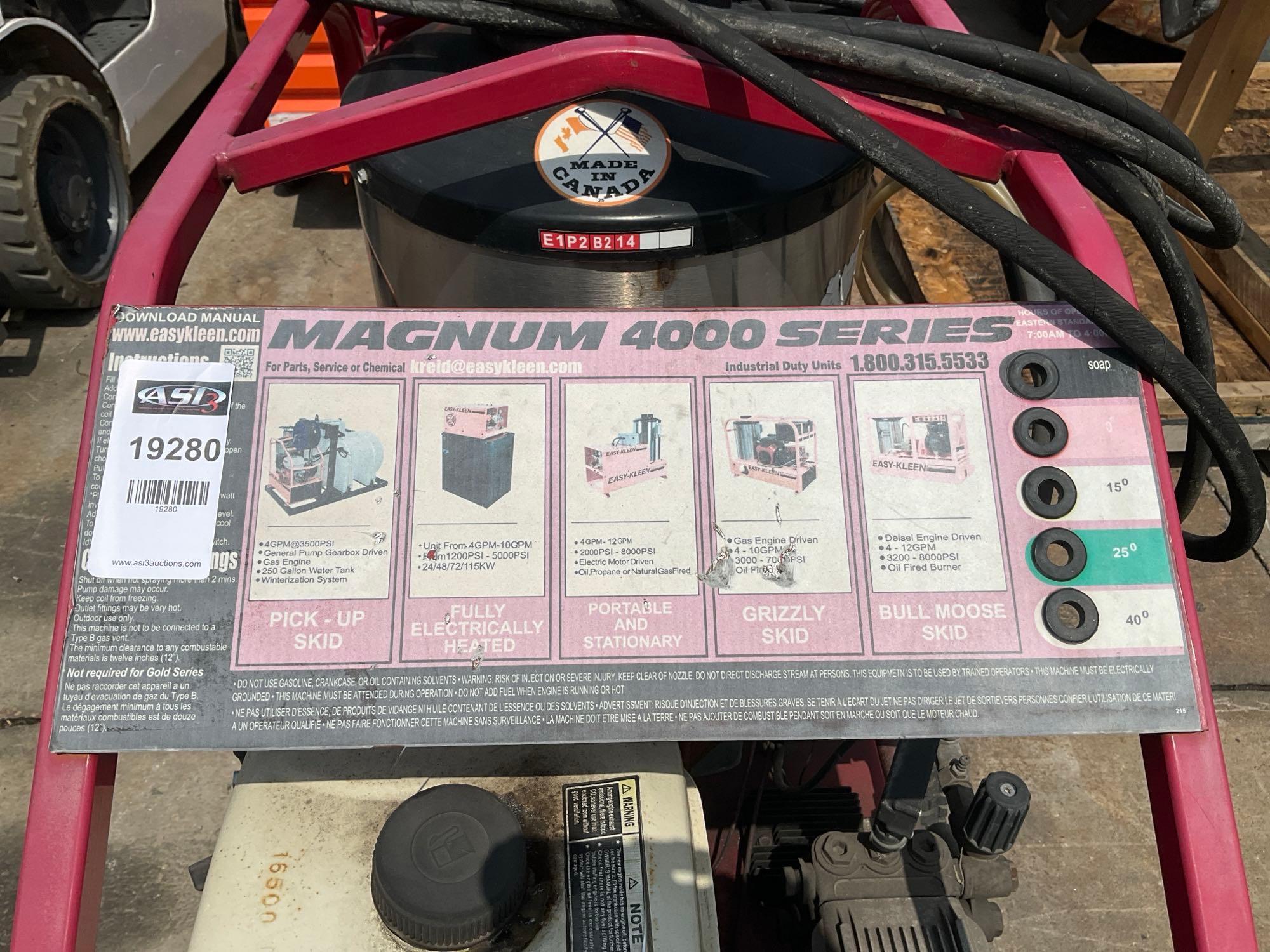MAGNUM 4000 SERIES GOLD HOT WATER PRESSURE WASHER,DIESEL GAS POWER, ELECTRIC START, APPROX 4000PSI