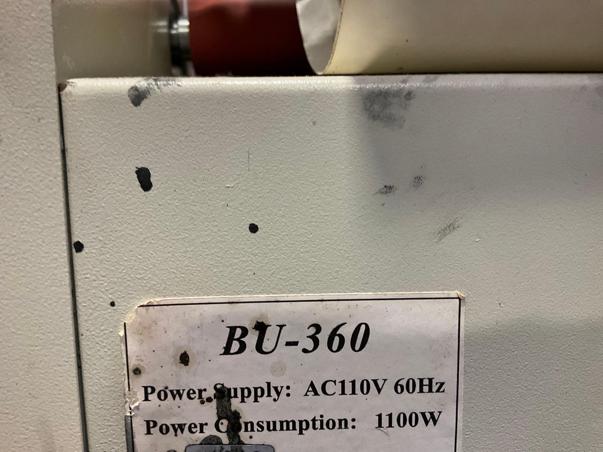 BU-360 LAMINATOR, ELECTRIC, APPROX POWER SUPPLY AC 110V, APPROX POWER CONSUMPTION 1100W, POWERS O...