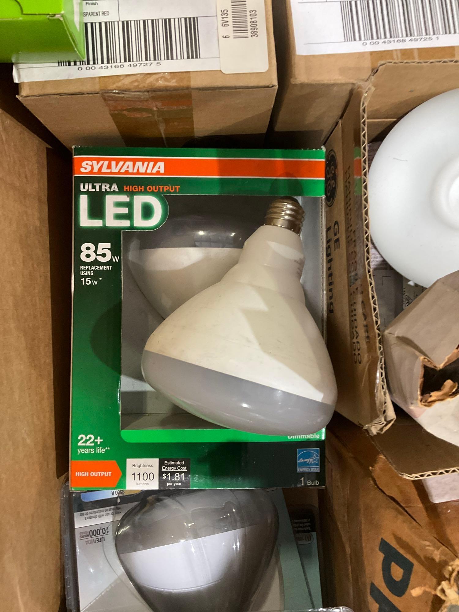 PALLET OF LIGHT BULBS AND FIXTURES FOR INDUSTRIAL AND RESIDENTIAL...USE; BRANDS INCLUDE GE, LITHO...