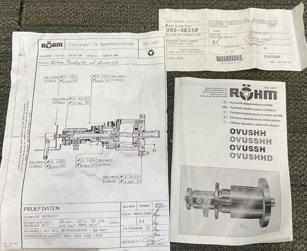 ROHM OVUSSHHD 140/50.HUB 80/22 60 BAR DEUBLIN Hydraulic Cylinder 439010 1436