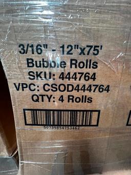 ONE STACK OF 75' x 12" x 3/16" BUBBLE WRAP ROLLS, APPROX 48 ROLLS PER STACK