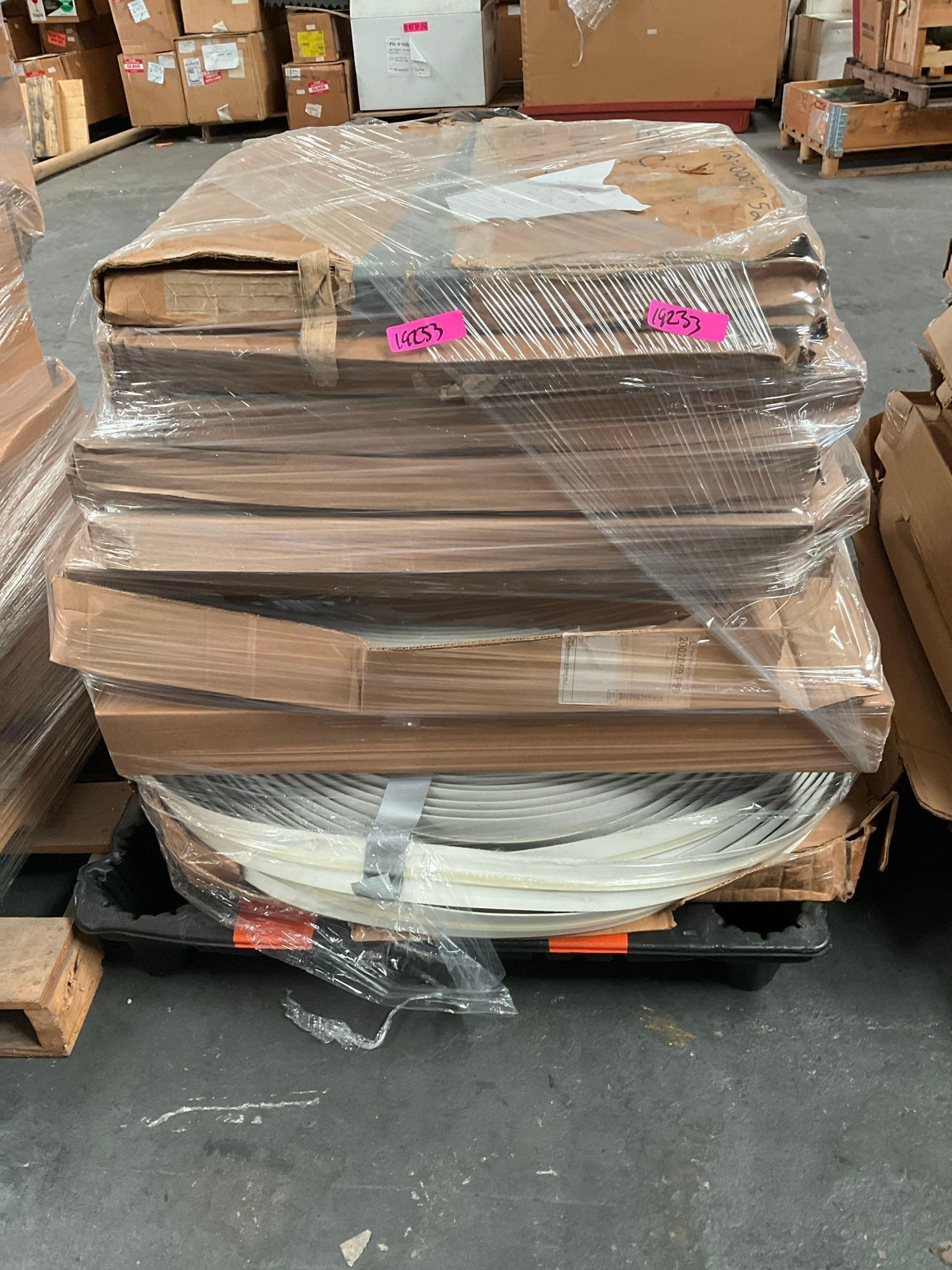 4 PALLETS OF...LOT OF CONVEYOR COVER ASSEMBLIES, SPROCKET REMOVAL PLATFORMS, DRIVE BELTS, AND MORE