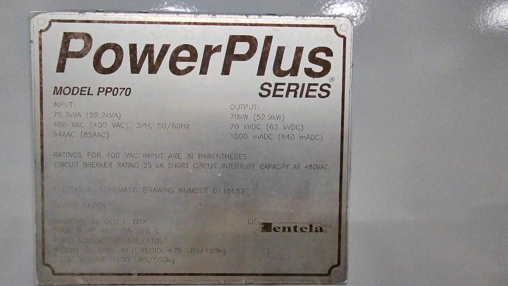 UNUSED POWERPLUS 480 VAC PP070, ELECTROSTATIC PRECIPITATOR 70KW POWER SUPPLY, 3PH, 78.3KVA