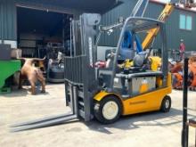 JUNGHEINRICH FORKLIFT MODEL EFG 430, ELECTRIC, MAX HEIGHT 185in, TILT, SIDE SHIFT, HYDRAULIC FORK