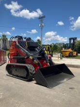 UNUSED 2024 AGT MINI SKID STEER LOADER MODEL LRT23, GAS POWERED, RUBBER TRACKS, BUCKET APPROX 43in,