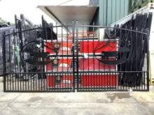 SET OF UNUSED GREAT BEAR 14FT BI PARTING WROUGHT IRON GATES, 7FT EACH PIECE (14' TOTAL WIDTH). 2