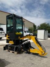 UNUSED 2024...AGROTK MINI CRAWLER EXCAVATOR MODEL QH13R, GAS POWERED, ENCLOSED CAB,... RUBBER TRA...