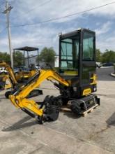 UNUSED 2024 AGROTK MINI CRAWLER EXCAVATOR MODEL QH13R, GAS POWERED, ENCLOSED CAB, RUBBER TRACKS,