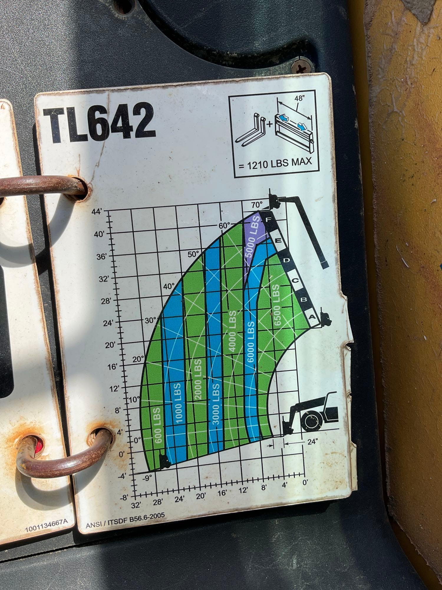 CATERPILLER...TELESCOPIC TELEHANDLER MODEL TL642, DIESEL, APPROX MAX HEIGHT 42FT, APPROX MAX REAC...
