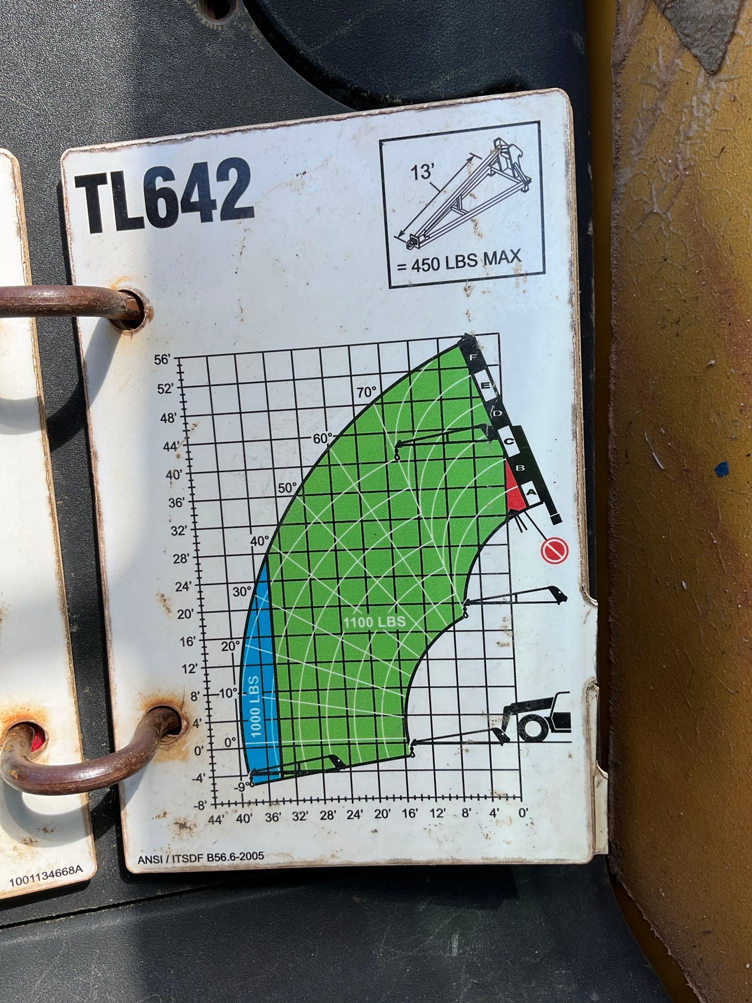CATERPILLER...TELESCOPIC TELEHANDLER MODEL TL642, DIESEL, APPROX MAX HEIGHT 42FT, APPROX MAX REAC...