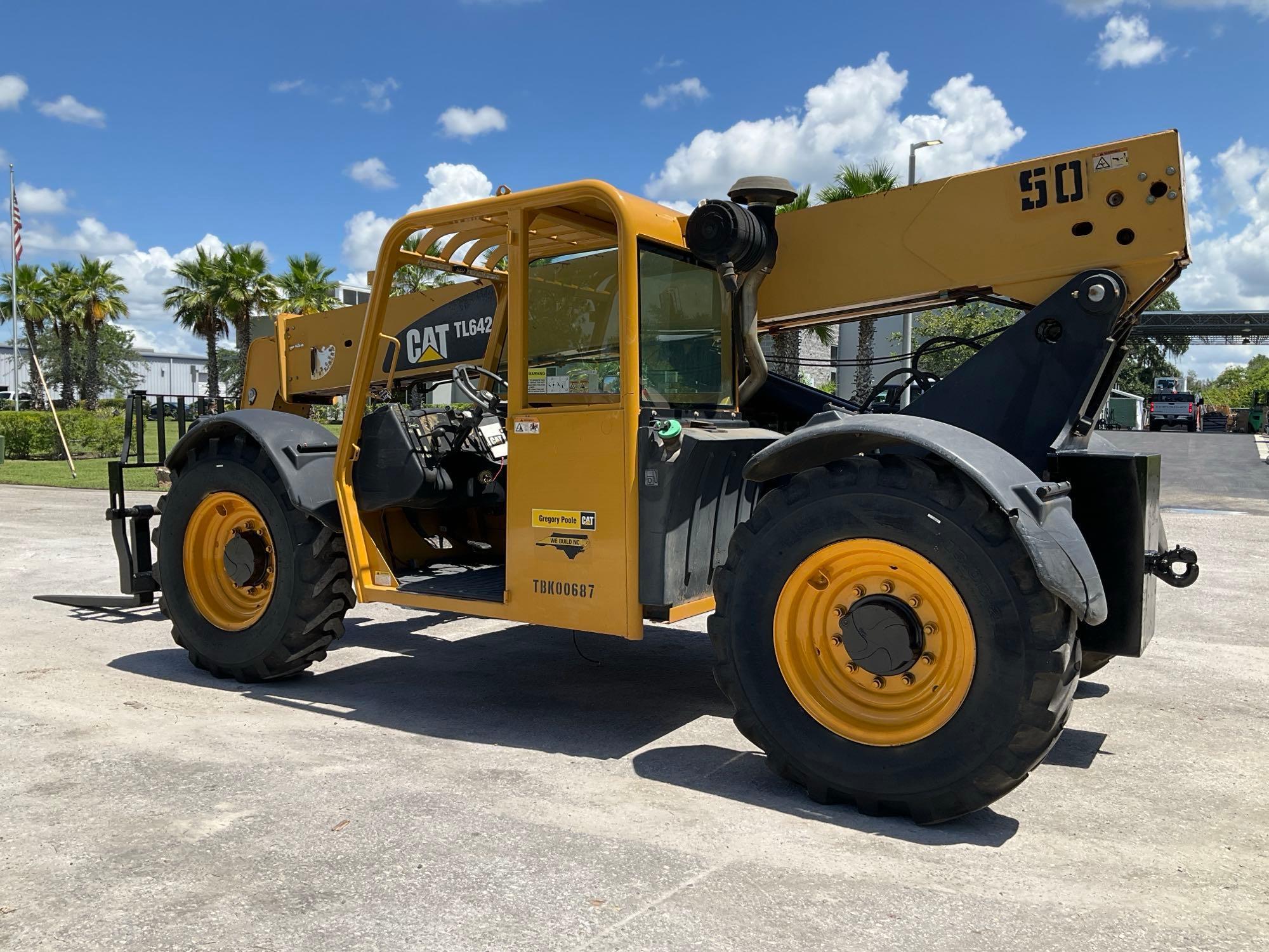 CATERPILLER...TELESCOPIC TELEHANDLER MODEL TL642, DIESEL, APPROX MAX HEIGHT 42FT, APPROX MAX REAC...