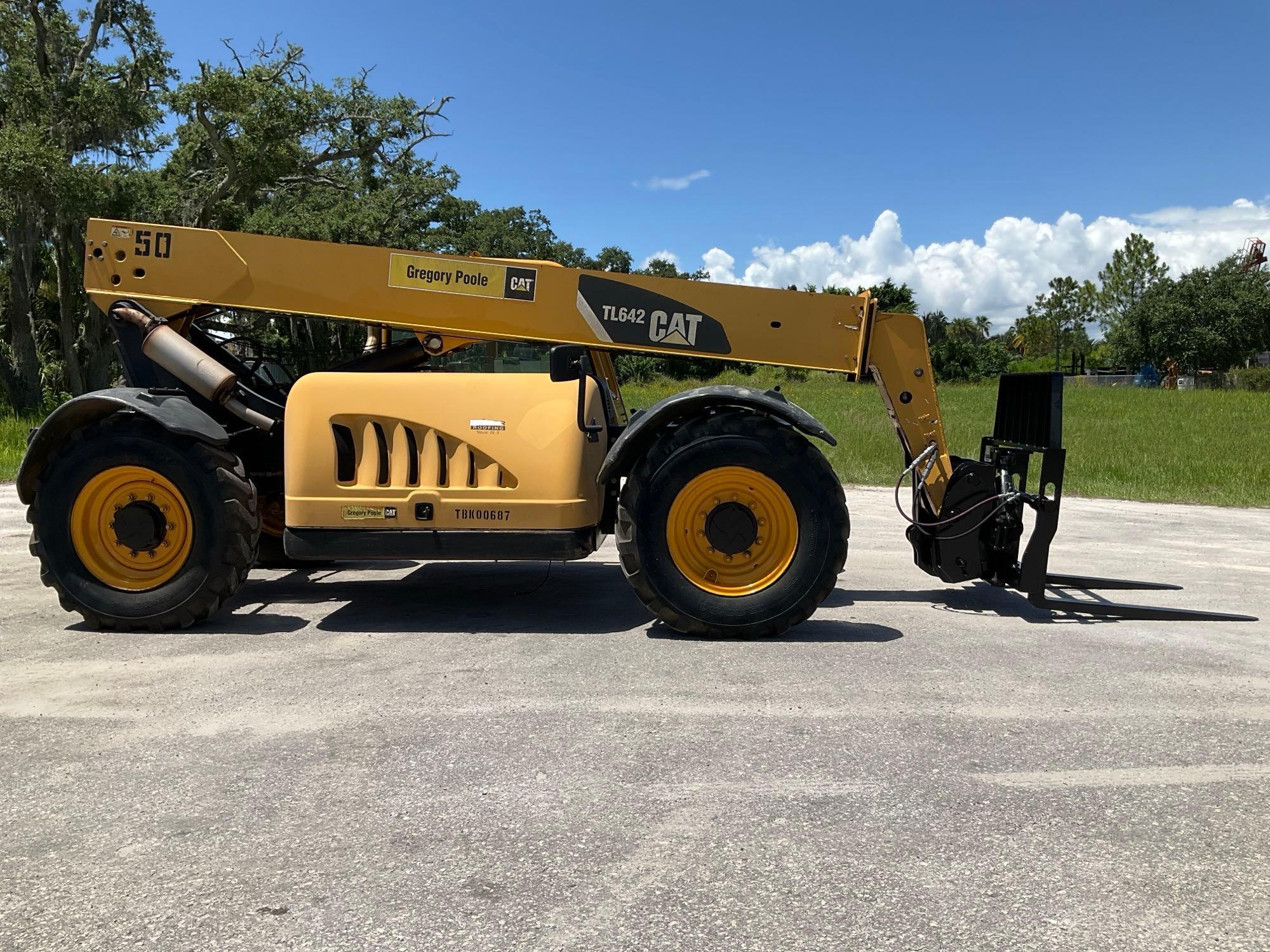 CATERPILLER...TELESCOPIC TELEHANDLER MODEL TL642, DIESEL, APPROX MAX HEIGHT 42FT, APPROX MAX REAC...