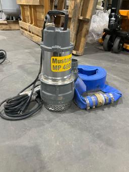 UNUSED 2" SUBMERSIBLE MUSTANG PUMP MP4800 WITH APPROX 50' HOSE
