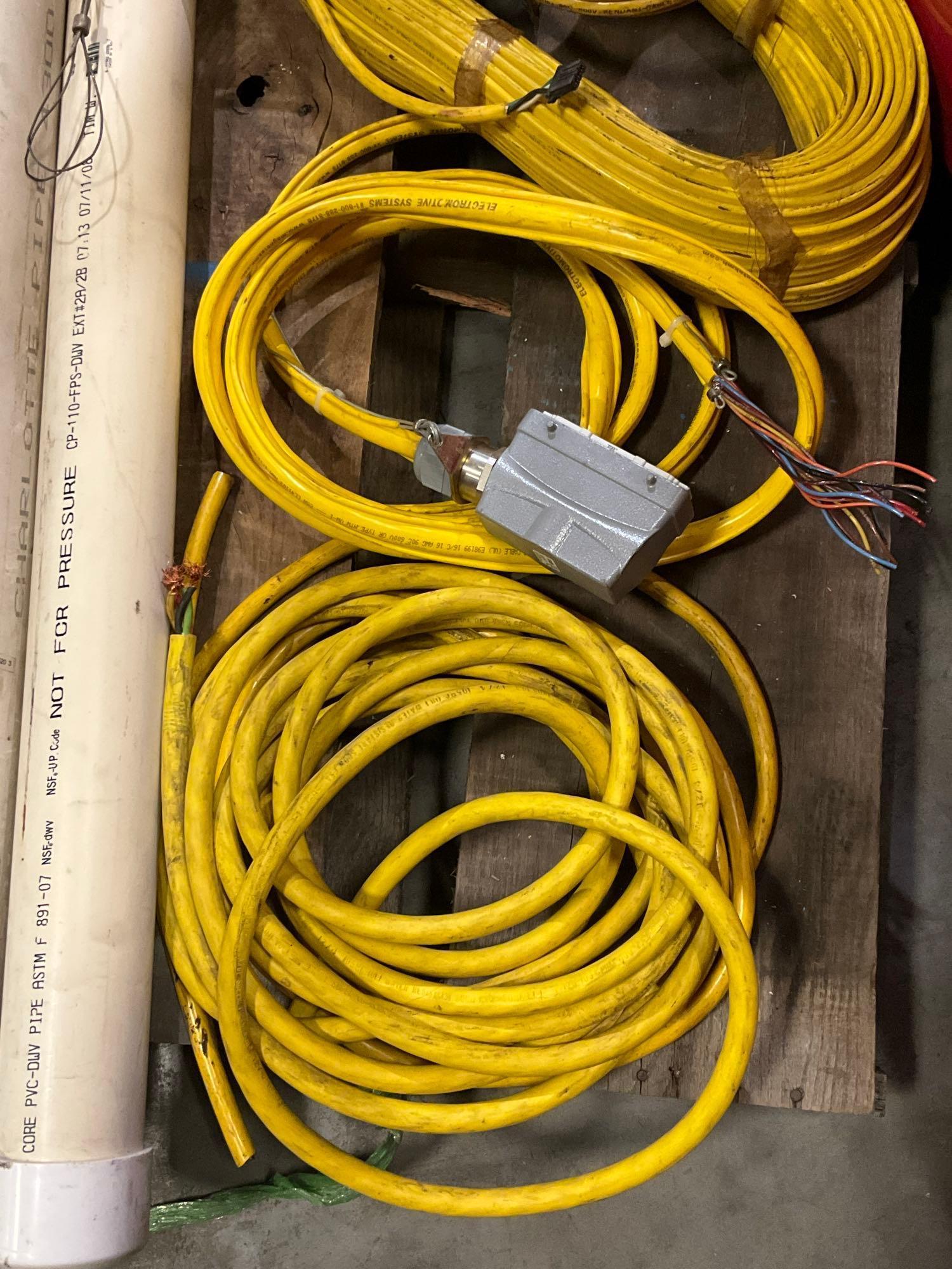 PALLET OF ELECTRICAL EQUIPMENT CORDS AND DISTRUBITION BOX