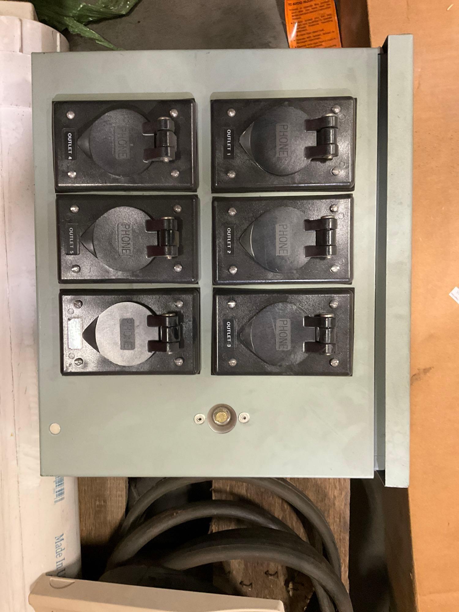PALLET OF ELECTRICAL EQUIPMENT CORDS AND DISTRUBITION BOX