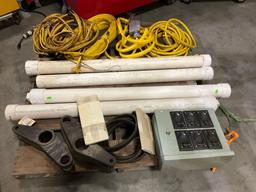 PALLET OF ELECTRICAL EQUIPMENT CORDS AND DISTRUBITION BOX