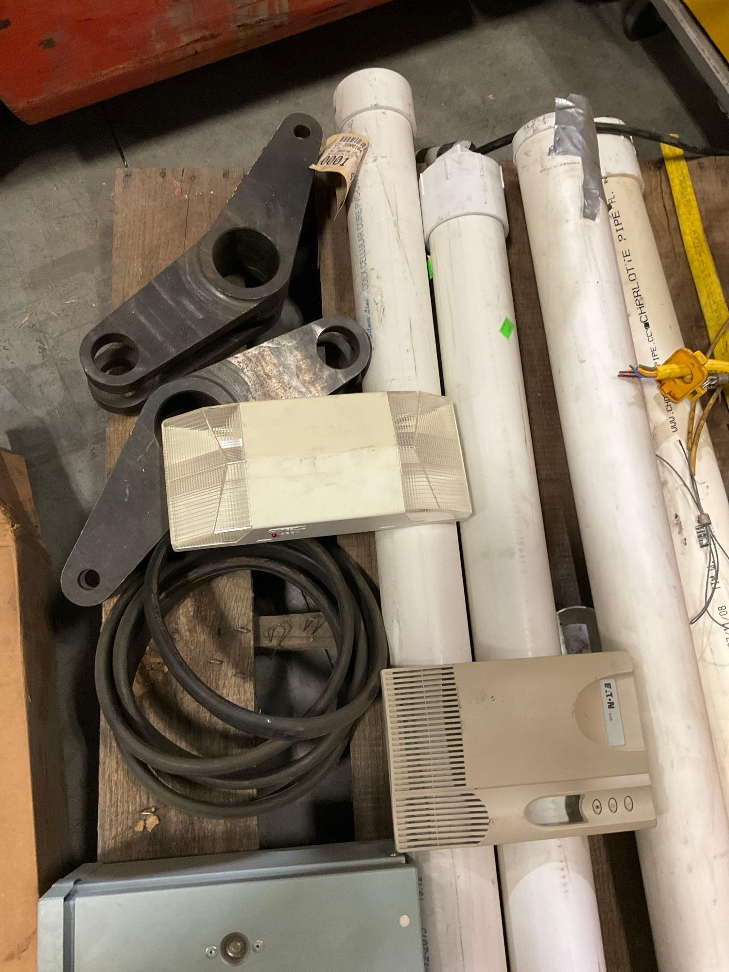 PALLET OF ELECTRICAL EQUIPMENT CORDS AND DISTRUBITION BOX