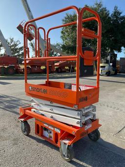 2015 SNORKEL SCISSOR LIFT MODEL S3008P, ELECTRIC, APPROX MAX PLATFORM HEIGHT 8FT, BUILT IN BATTERY