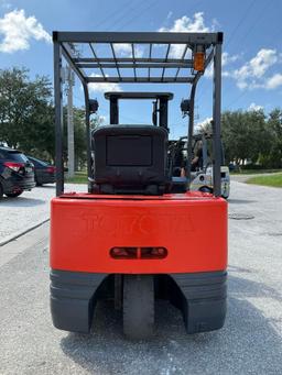 TOYOTA FORKLIFT MODEL 5FBE15, ELECTRIC, APPROX MAX CAPACITY 2800, MAX HEIGHT 107IN, TILT, SIDE SH...