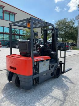 TOYOTA FORKLIFT MODEL 5FBE15, ELECTRIC, APPROX MAX CAPACITY 2800, MAX HEIGHT 107IN, TILT, SIDE SH...
