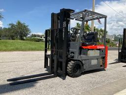 TOYOTA FORKLIFT MODEL 5FBE15, ELECTRIC, APPROX MAX CAPACITY 2800, MAX HEIGHT 107IN, TILT, SIDE SH...
