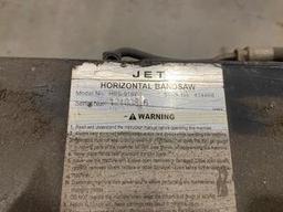 JET HORIZONTAL BANDSAW MODEL HBS-916W, APPROX 1-1/2 HP MOTOR OPERATES ON 120V POWER SUPPLY, RUNS &