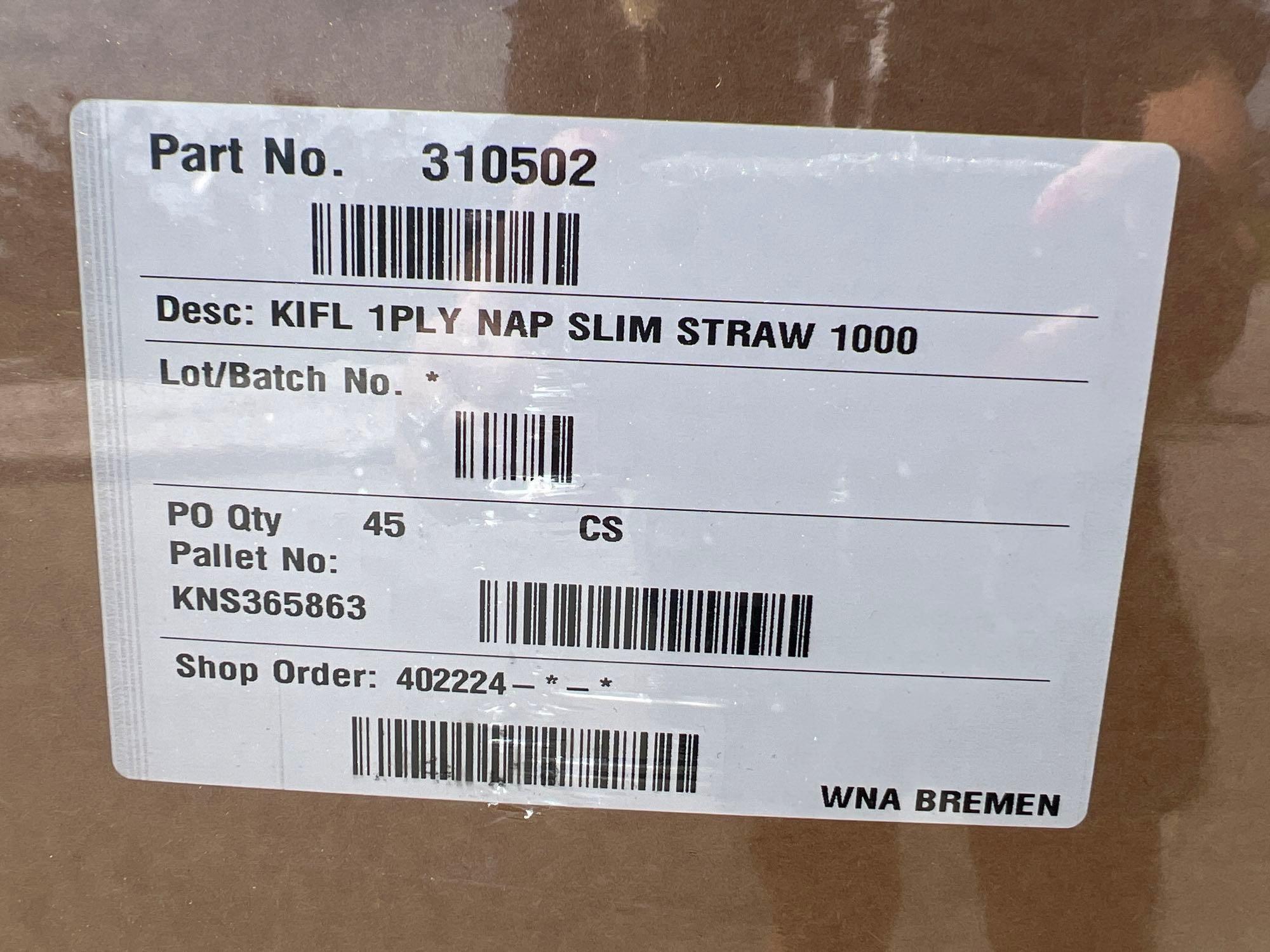 PALLET OF APPROXIMATELY 45 CASES OF INDIVIDUALLY WRAPPED NAPKIN/STRAW KIT, 1000 UNITS PER CASE