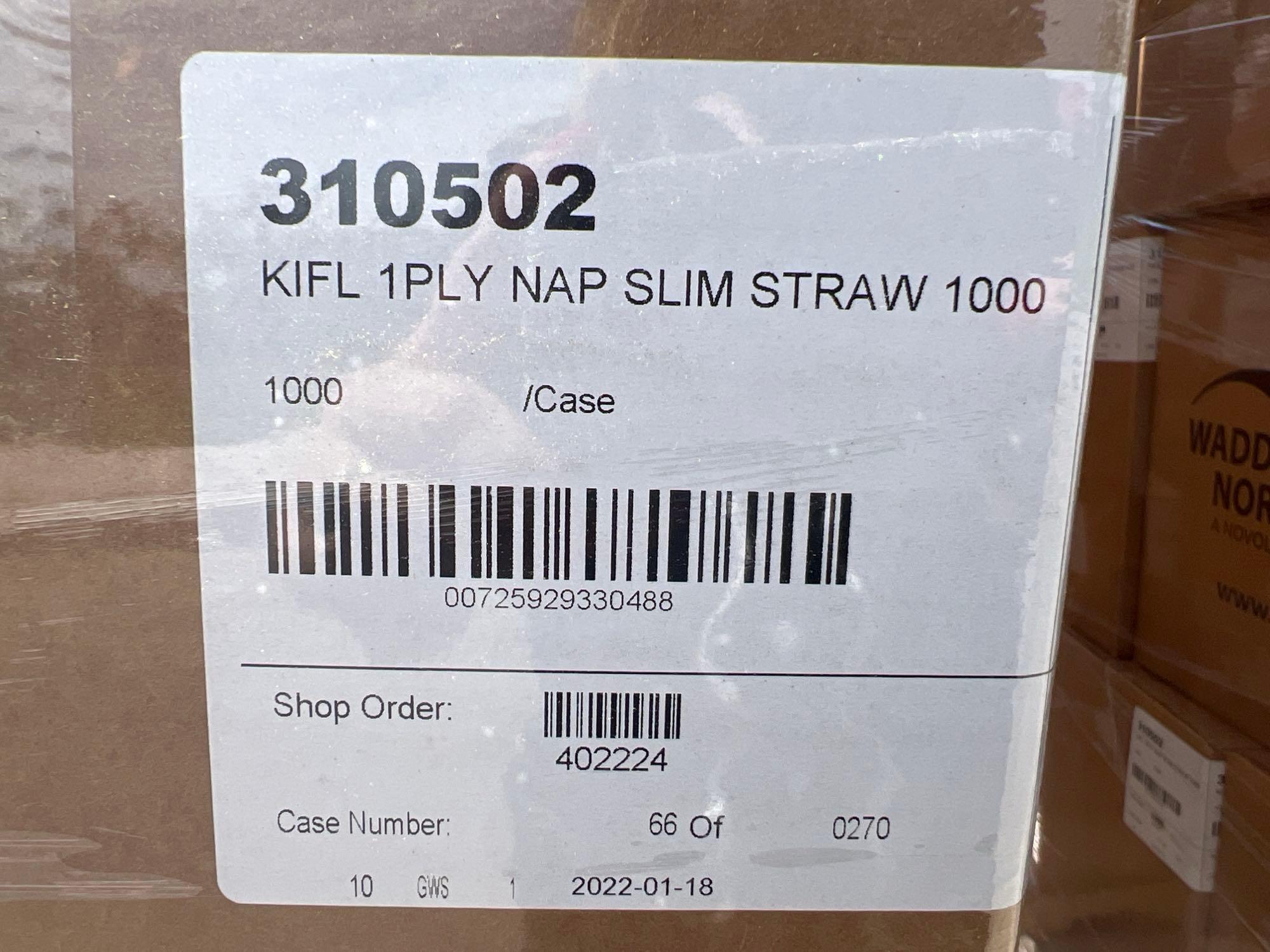 PALLET OF APPROXIMATELY 45 CASES OF INDIVIDUALLY WRAPPED NAPKIN/STRAW KIT, 1000 UNITS PER CASE