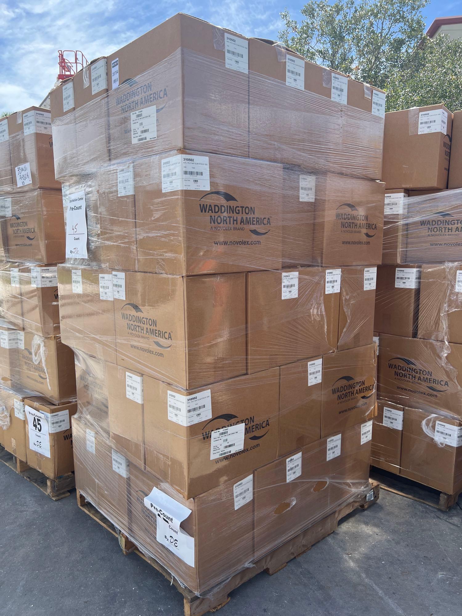 PALLET OF APPROXIMATELY 45 CASES OF INDIVIDUALLY WRAPPED NAPKIN/STRAW KIT, 1000 UNITS PER CASE