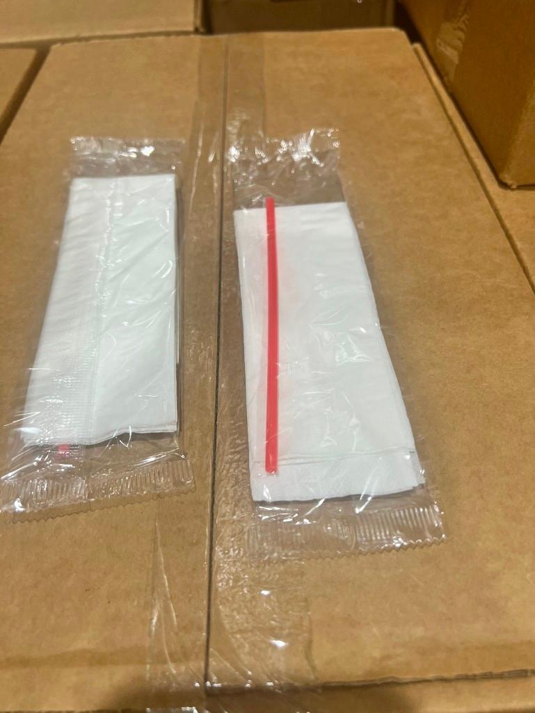 PALLET OF APPROXIMATELY 45 CASES OF INDIVIDUALLY WRAPPED NAPKIN/STRAW KIT, 1000 UNITS PER CASE