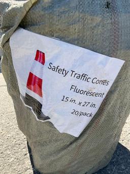 ( 1 ) STACK OF SAFETY TRAFFIC CONES, APPROX 15in X 27in, APPROX 20 CONES TOTAL