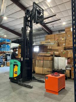 MITSUBISHI REACH FORKLIFT MODEL ESR15N-24V,...ELECTRIC, APPROX MAX CAPACITY 3000LBS, MAX HEIGHT 2...