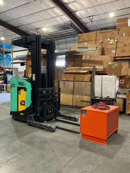 MITSUBISHI REACH FORKLIFT MODEL ESR15N-24V,...ELECTRIC, APPROX MAX CAPACITY 3000LBS, MAX HEIGHT 2...
