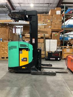 MITSUBISHI REACH FORKLIFT MODEL ESR15N-24V,...ELECTRIC, APPROX MAX CAPACITY 3000LBS, MAX HEIGHT 2...