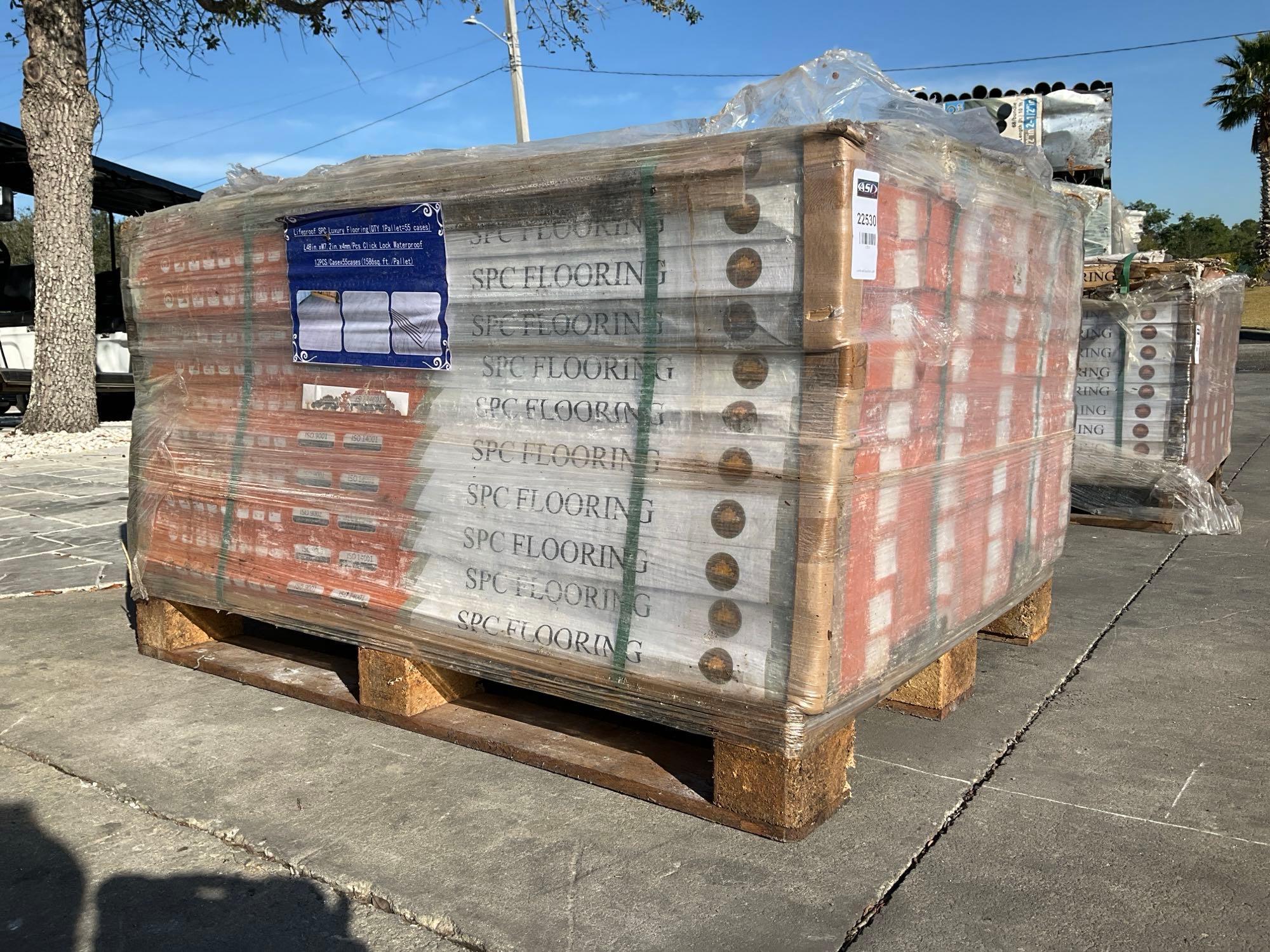 ( 1 ) PALLET UNUSED LIFEPROOF SPC LUXURY FLOORING, 48in L x 7.2in W x 4mm PER PIECE, APPROX 55 CASE