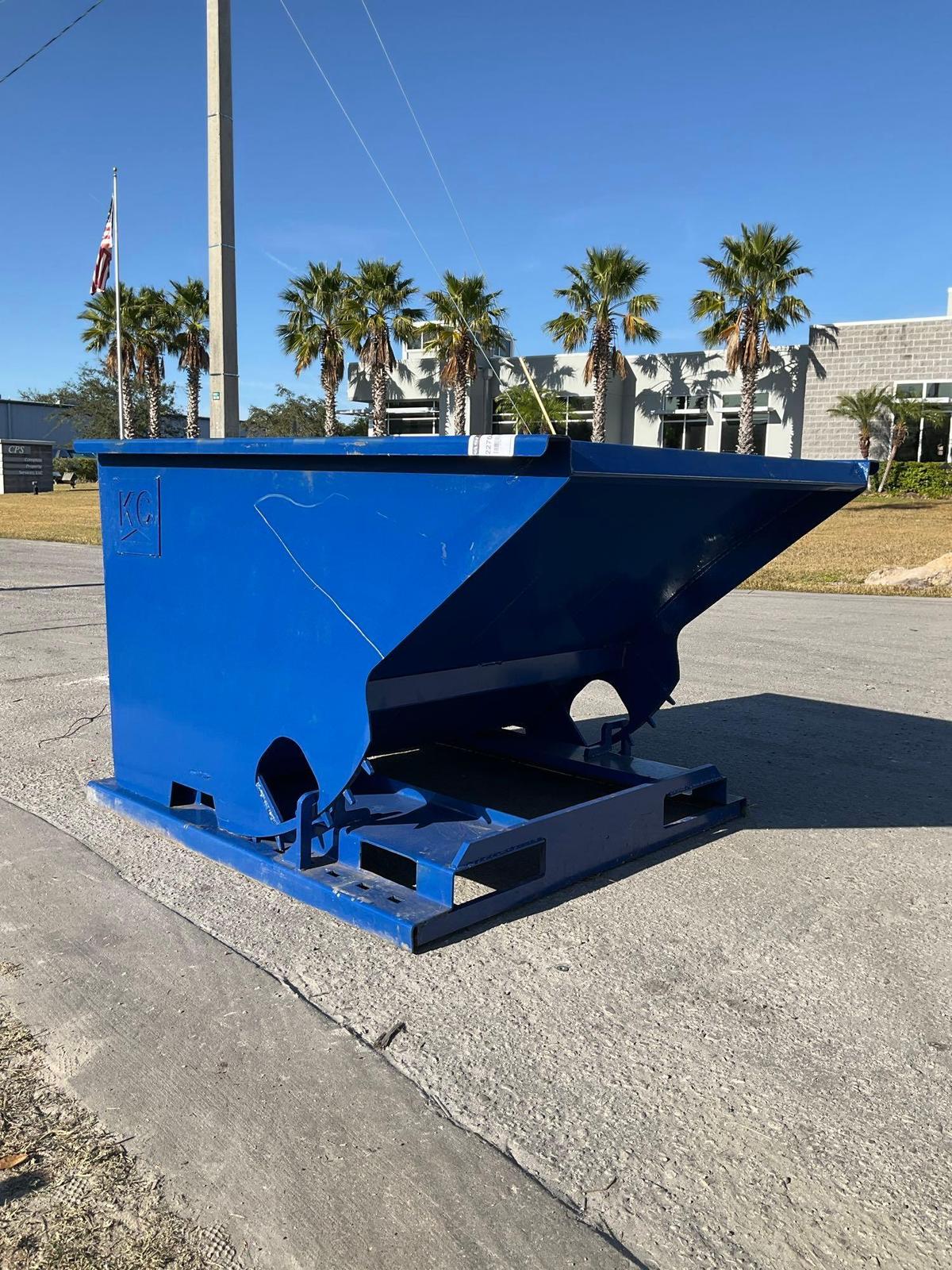 UNUSED 1.5 CU YARD SELF DUMPING HOPPER WITH FORK POCKETS