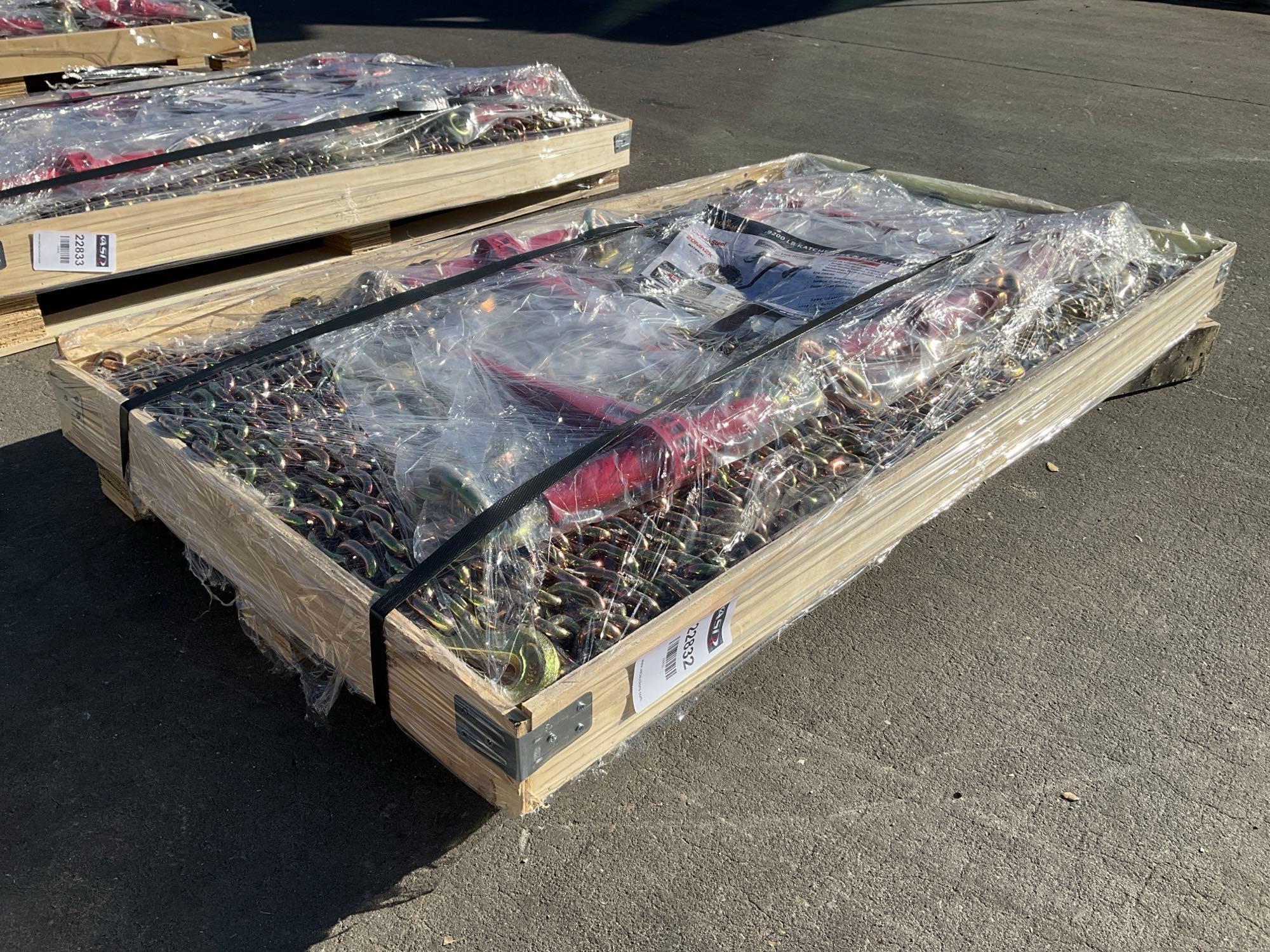 UNUSED LANDHONOR...RATCHET BINDERS & CHAINS SET MODEL LHR-RC9200, 5 BINDERS (9,200LB) &...10 G70 ...