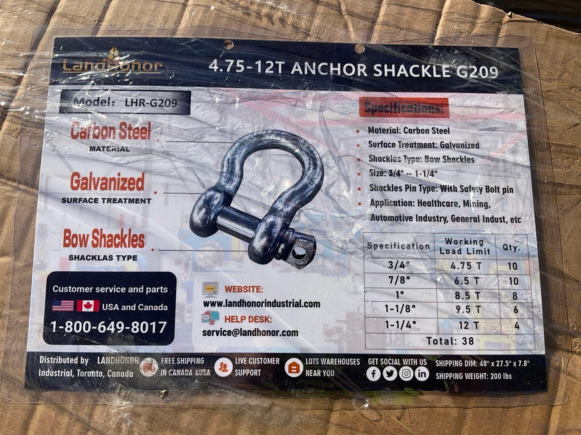 UNUSED LANDHONOR 4.75-12T ANCHOR SHACKLES MODEL LHR-G209, APPROX 38 PCS SET...