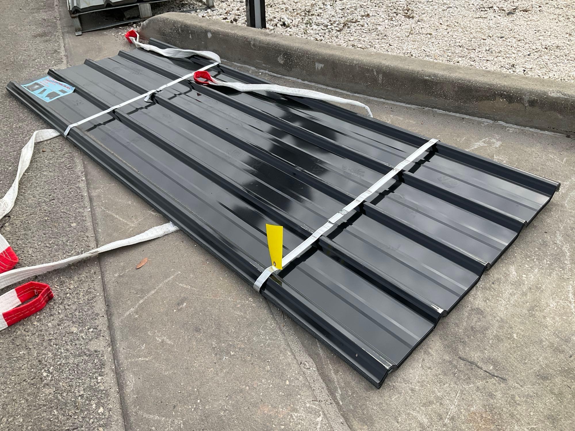 ( 1 ) STACK OF UNUSED METAL ROOF PANELS, APPROX 8FT L x 3FT W , APPROX QTY 30 PANELS