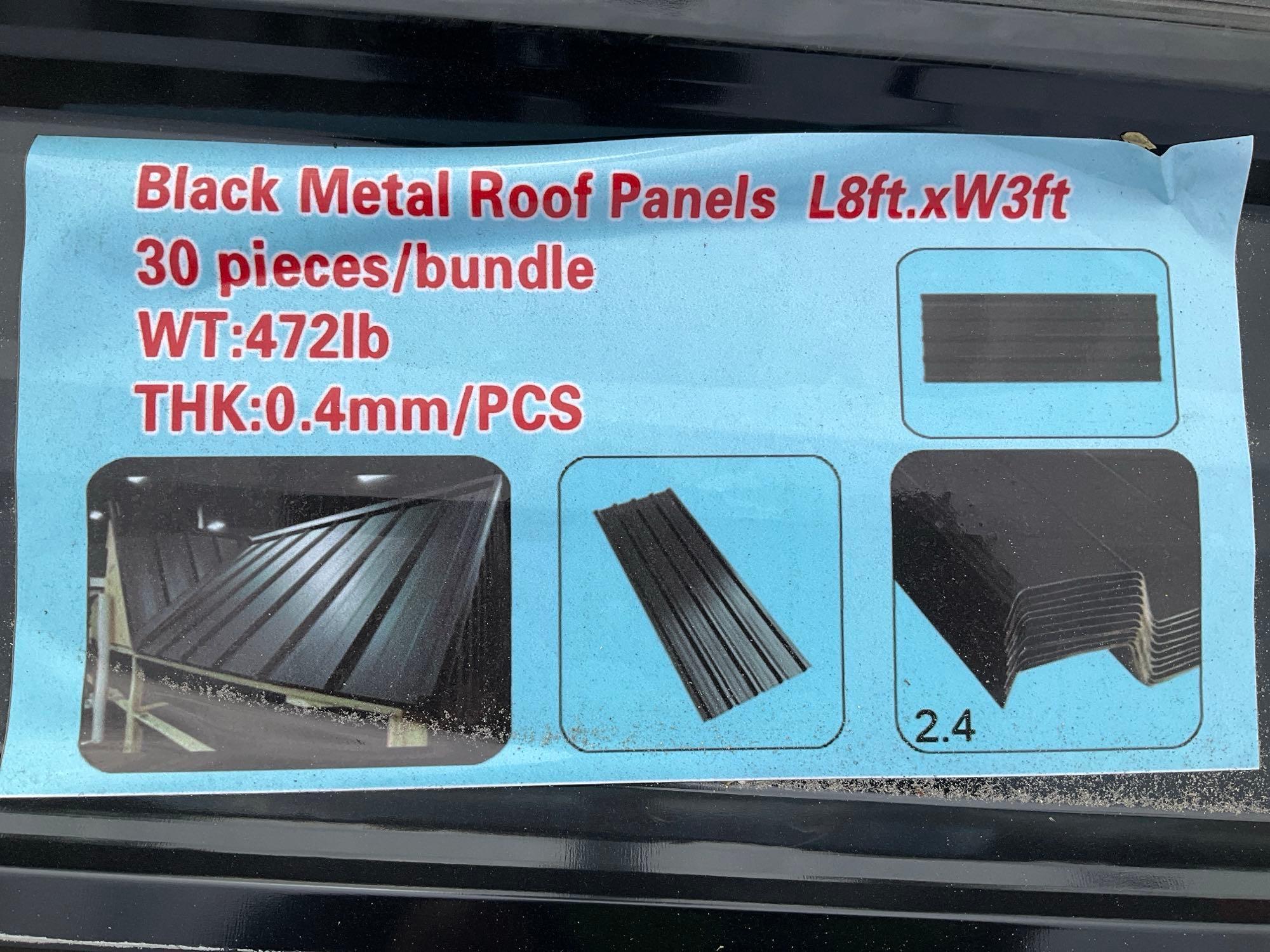 ( 1 ) STACK OF UNUSED METAL ROOF PANELS, APPROX 8FT L x 3FT W , APPROX QTY 30 PANELS