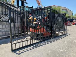 SET OF UNUSED GREAT BEAR 20FT BI PARTING WROUGHT IRON GATES, 10FT EACH PIECE (20' TOTAL WIDTH). 2...