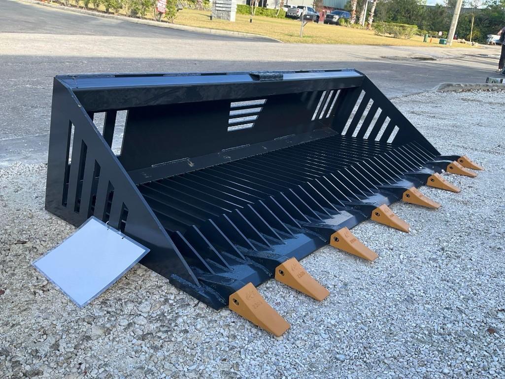 UNUSED 2023 LANDHONOR 78in ROCK BUCKET ATTACHMENT MODEL RB-14-78W FOR UNIVERSAL SKID STEER...( PL...