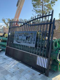 ( 1 ) SET OF UNUSED ALLMETAL...7FT X 20FT METAL FARM DRIVEWAY BI PARTING...GATES, GALVANIZED / PO...